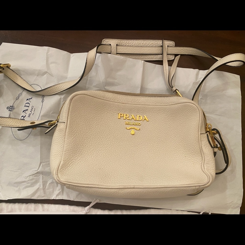 PRADA handbag with regular strap & crossbody strap